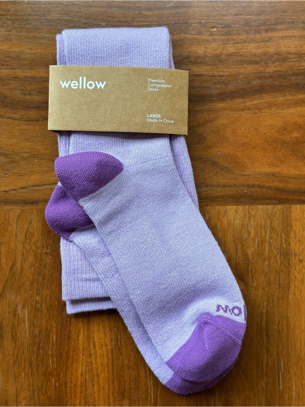 Wellow Women's Lavender Compression Socks with Purple Accents